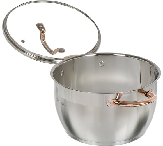 Кастрюля DANIKS 5.9 л, нержавеющая сталь, крышка стекло, мадрид gold, sd-324g, индукция 291944