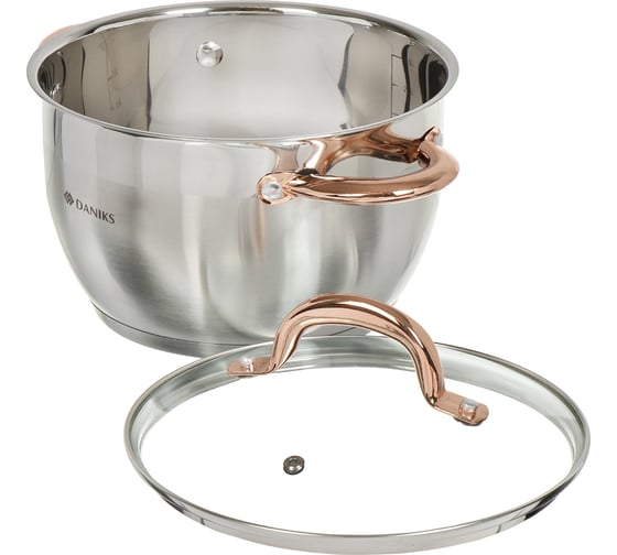 Кастрюля DANIKS 4.3 л, нержавеющая сталь, крышка стекло, мадрид gold, sd-322g, индукция 291943