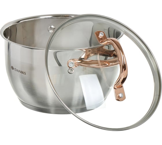 Кастрюля DANIKS 4.3 л, нержавеющая сталь, крышка стекло, мадрид gold, sd-322g, индукция 291943