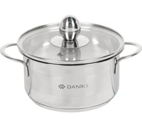Кастрюля DANIKS 1 л, нержавеющая сталь, крышка стекло, gs-01311-14ca/sd-514, индукция 342475
