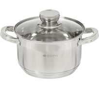 Кастрюля DANIKS 2.9 л, нержавеющая сталь, крышка стекло, стандарт-pr, sd-18-2, индукция 294420