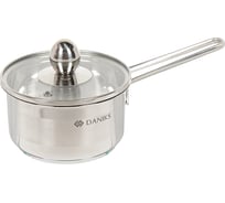 Ковш DANIKS 0.8 л, нержавеющая сталь, крышка стекло, ручка металл, индукция, gs-01311-12sp/sd-512s 342476