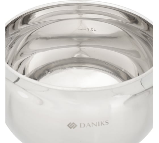 Ковш DANIKS 1.9 л, нержавеющая сталь, крышка стекло, ручка металл, индукция, классика, sd-16s 210040