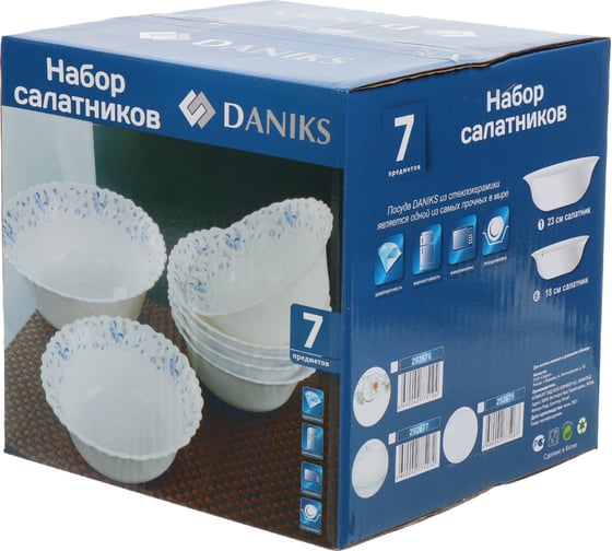 Салатник DANIKS стеклокерамика, круглый, 7 шт., 6x17.5, 22.5 см, 0.7, 2 л, эдем, 292677