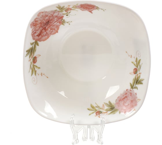 Салатник DANIKS стеклокерамика, квадратный, 23 см, 1.2 л, пион, ffw-90-130303/291902/nfw90t 397494