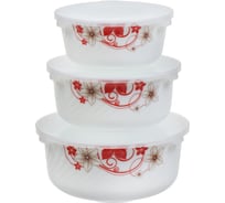 Салатник DANIKS стеклокерамика, круглый, 3 шт, 19,16,14 см, 0.5,0.8,1.4 л, с крышкой, кармен, by14hdw-3-t36 341395