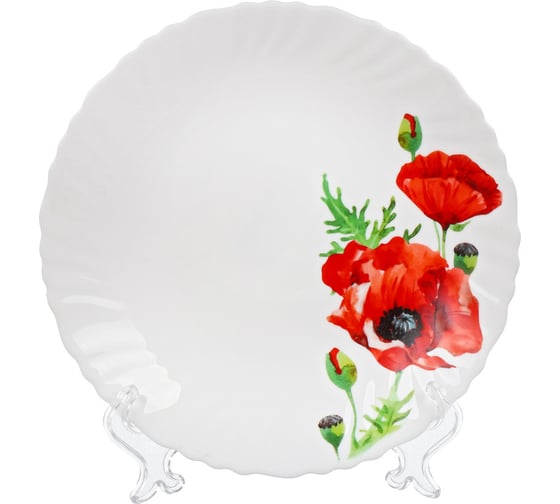 Тарелка DANIKS десертная, стеклокерамика, 19 см, круглая, алый мак, lhp 75/k1929 448956