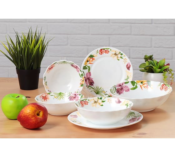 Тарелка DANIKS десертная, стеклокерамика, 18 см, круглая, тропикана, hp70 330161