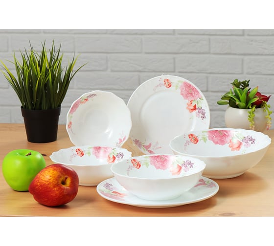 Тарелка DANIKS обеденная, стеклокерамика, 23 см, круглая, роуз, hp90 330168