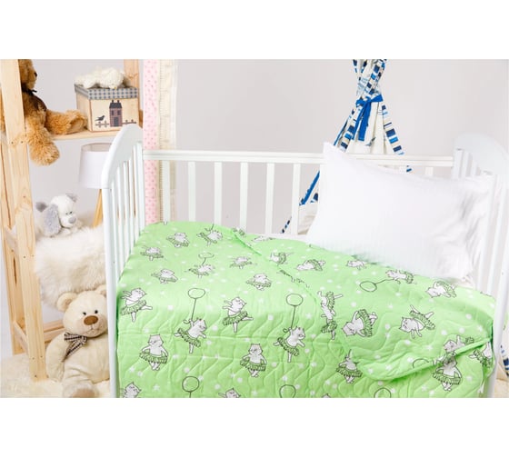 Покрывало Ночь Нежна Маленькая кошечка зел. 7593-3 110x140 см, бязь 120 г ПБ11014039 1