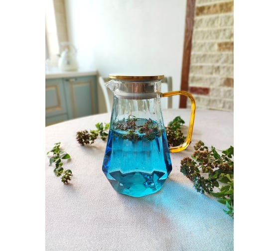 Кувшин IHome с крышкой, стекло, золото, 1600 мл H-1200z