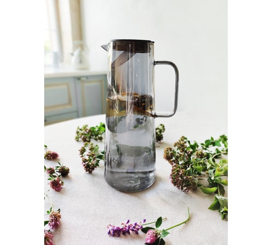 Кувшин IHome с крышкой, стекло, графит, 1800 мл h-1013g