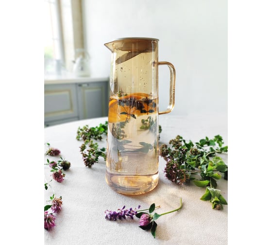 Кувшин IHome с крышкой, стекло, бронза, 1800 мл h-1013b