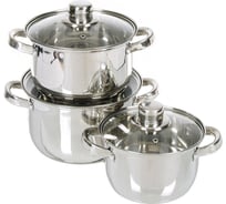 Набор посуды DANIKS нержавеющая сталь, 6 предметов, кастрюли 1.9, 2.9, 3.9 л, dnn3, sd-a17-6 355350