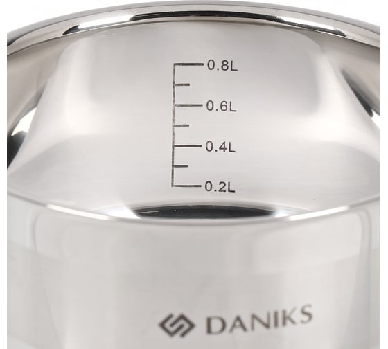 Набор посуды DANIKS нержавеющая сталь, 5 предметов, кастрюля 1 л, ковш 0.8 л, чайник 2 л, индукция, gs-01311a-5pc 426586