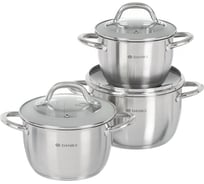 Набор посуды DANIKS нержавеющая сталь, 6 предметов, кастрюли 2, 3, 4 л, индукция, перл, gs-01205-6 397616