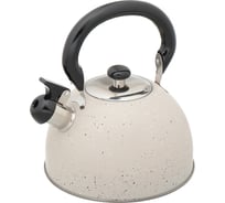 Чайник DANIKS нержавеющая сталь, 2.8 л, свисток, матовый, ручка бакелит, бежевый мрамор, m-009w 296807