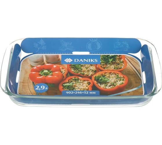 Форма для запекания DANIKS стекло, 24.6x40.2x5.2 см, 2.9 л, прямоугольная, с крышкой, hsap30lp 361440