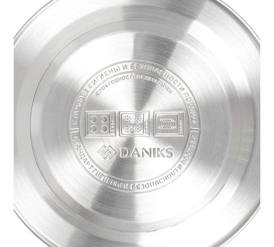 Чайник DANIKS нержавеющая сталь, 3 л, свисток, зеркальный, ручка с силиконовым покрытием, индукция, перламутровый, msy-072 308676