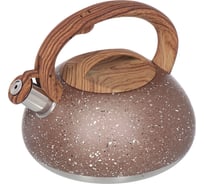 Чайник DANIKS нержавеющая сталь, 3 л, свисток, матовый, ручка бакелит, коричневый мрамор, dsc-8800 296810