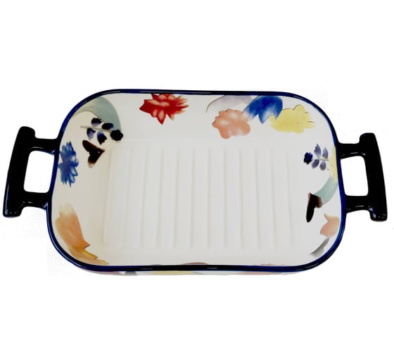 Форма для запекания IHome Цветы, с ручками, 25,5x14.5 см, синяя 68009-1