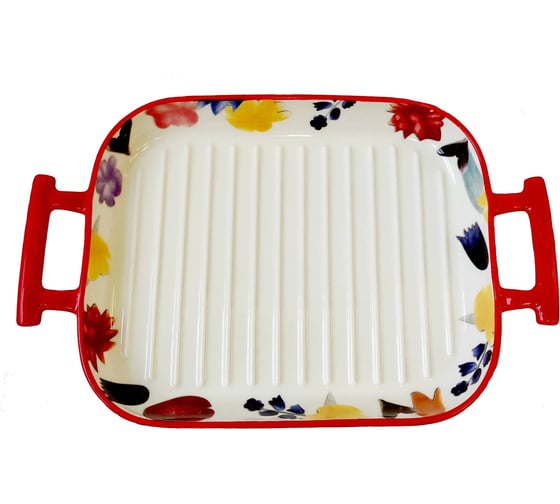 Форма для запекания IHome Цветы с ручками, 28x19x3.5 см, красная 68009-2