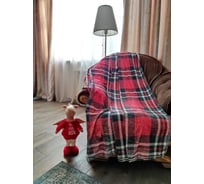 Однослойный плед Зимняя сказка 160x200 см, клетчатый, красный 68004-7