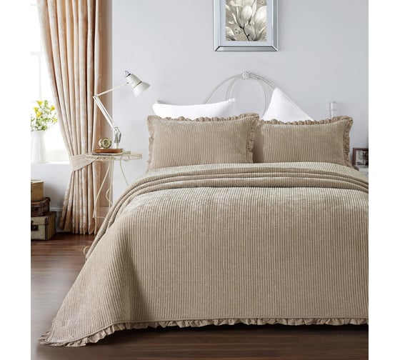 Покрывало Arya Home синель 180x240 - 50x70+5 clouds бежевый 8680943228727