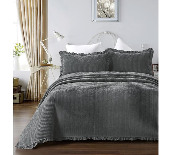 Покрывало Arya Home синель 250x260 - 50x70+5 2 шт clouds темно-серый 8680943229069