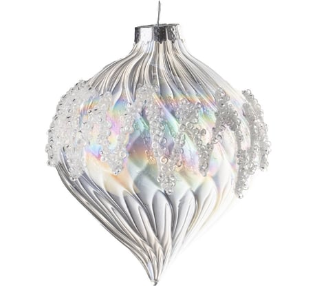 Подвеска на елку Todi Капля микс 2, стекло, размер 8 см, цвет перламутровый 806501312886