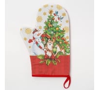 Варежка-прихватка Этель Новогодние игрушки 20x28 см, саржа, 100% хлопок ватин 250 г/м2 4530392