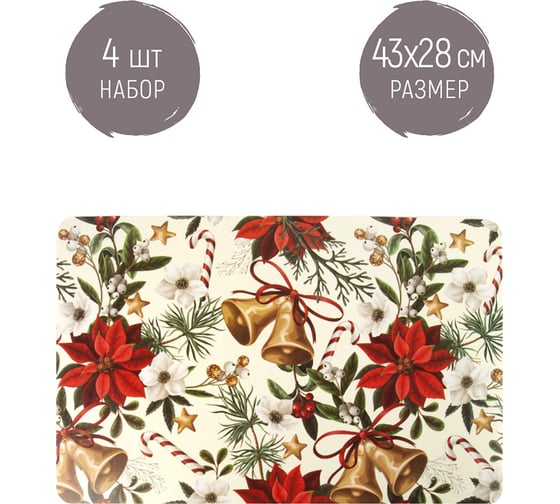 Набор сервировочных салфеток Nouvelle, плейсматов 4 шт. новый год, 43x28 см 4430600-Н4