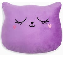 Подушка Этель Кошка фиолетовая 48x38 см, велюр, 100% полиэстер 9243138