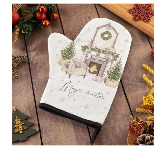Варежка-прихватка Этель Magic winter 20x27 см, саржа, 100% хлопок ватин 250 г/м2 5077892