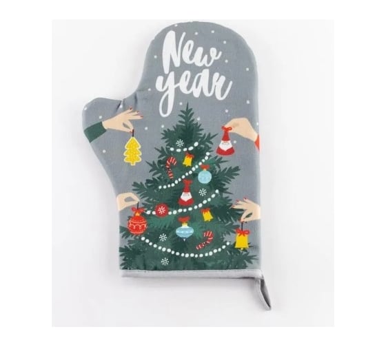 Варежка-прихватка Этель New year 20x28 см, саржа, 100% хлопок ватин 250 г/м2 5077909 1