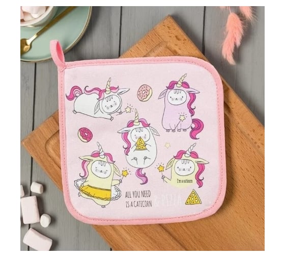 Прихватка Этель Caticorn 19x19 см, 100% хлопок саржа, ватин 250 г/м2 4523418