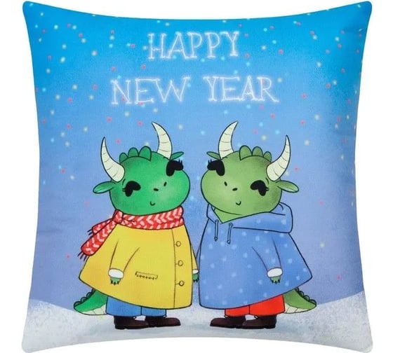 Подушка Этель Happy New Year 40х40 см, 100% полиэстер, велюр 9822175 1
