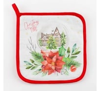 Прихватка Этель Christmas red flowers 19x19 см, саржа, 100% хлопок ватин 250 г/м2 5077881