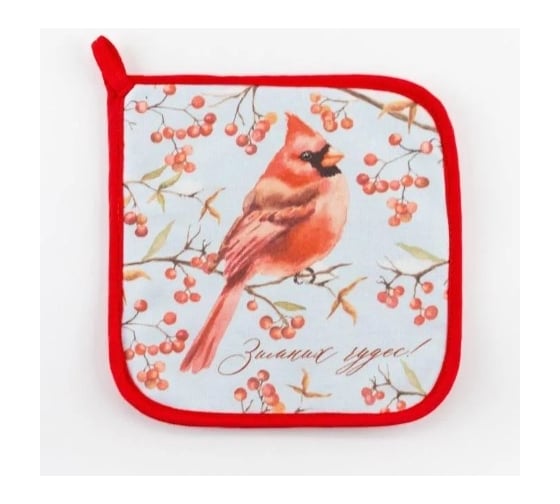 Прихватка Этель Winter birds 19x19 см, саржа, 100% хлопок ватин 250 г/м2 5077883