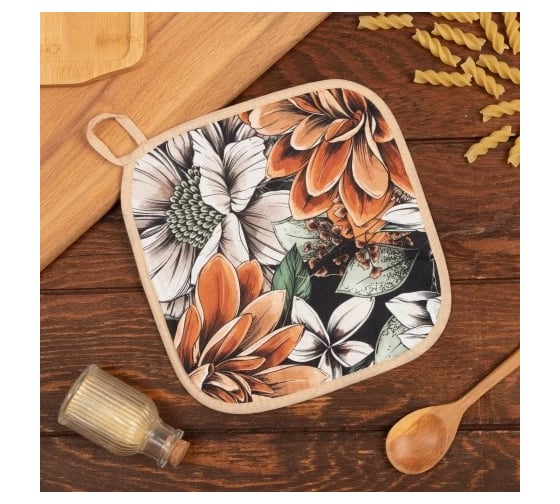 Прихватка Этель Meadow flower 19x19 см, 100% хлопок саржа 190 г/м2 7560471