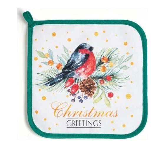 Прихватка Этель Сhristmas greetings 19x19 саржа, 100% хлопок ватин 250 г/м2 6861930