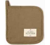Прихватка Этель ECO, оливковый, 19x19 см, 70% хлопок, 30% лен, ватин 250 г/м2 9631113