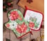 Кухонный набор Этель Christmas red flowers варежка-прихватка 20x28 см, прихватка 19x19 см, 100% хлопок 6535957 6