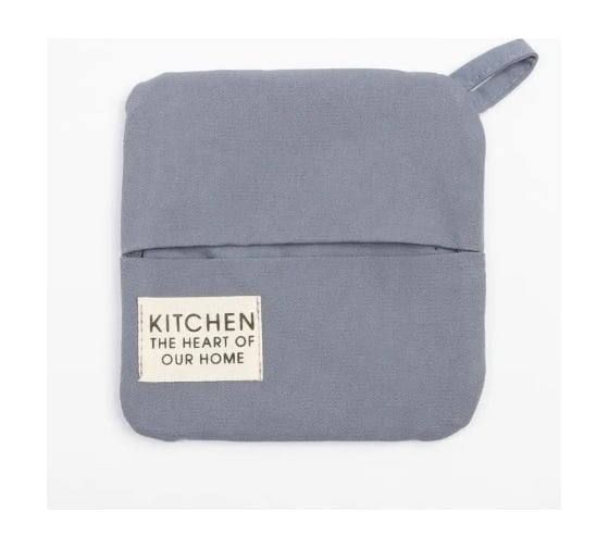 Кухонный набор Этель Kitchen, синий, варежка-прихватка 18x29 см, прихватка 19x19 см 7865975