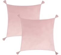 Чехол на подушку Этель 2 шт., с кисточками, розовый, 45x45 см, 100% полиэстер, велюр 9714597