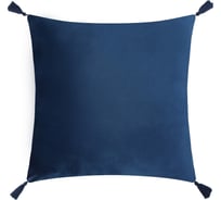 Чехол на подушку Этель с кисточками, синий, 45x45 см, 100% полиэстер, велюр 9714595