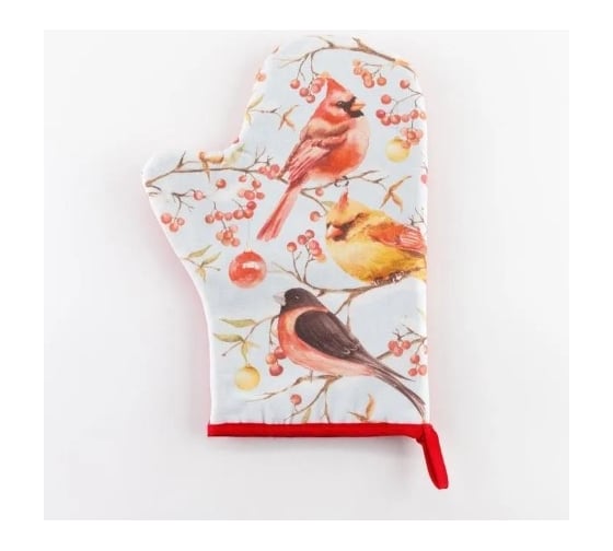 Варежка-прихватка Этель Winter birds 20x28 см, саржа, 100% хлопок ватин 250 г/м2 5077882 1
