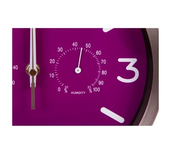 Настенные часы Bresser MyTime ND DCF Thermo/Hygro, 25 см, фиолетовые 76445