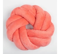 Подушка-узел Этель диаметр 33 см, коралловый, велюр 7696517