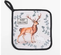 Прихватка Этель Merry Christmas 19x19 см, саржа, 100 % хлопок, ватин 250 г/м2 7624227